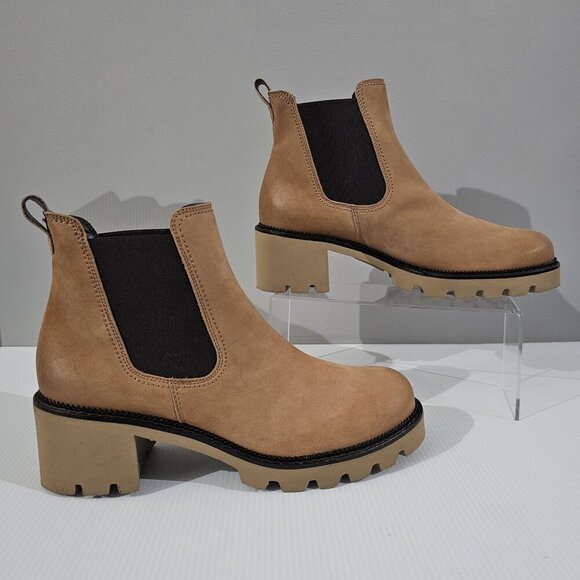 NEW Paul Green Shasta Ankle Bootie  UK Size 7 Sahara Tan Nubuck Pull On Chelsea - Picture 3 of 13